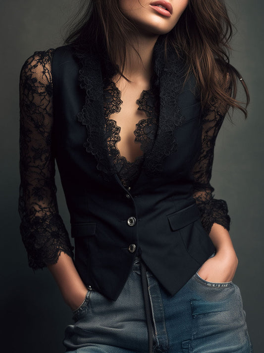 Teresa ⎸ Blazer de Mangas Semitransparentes