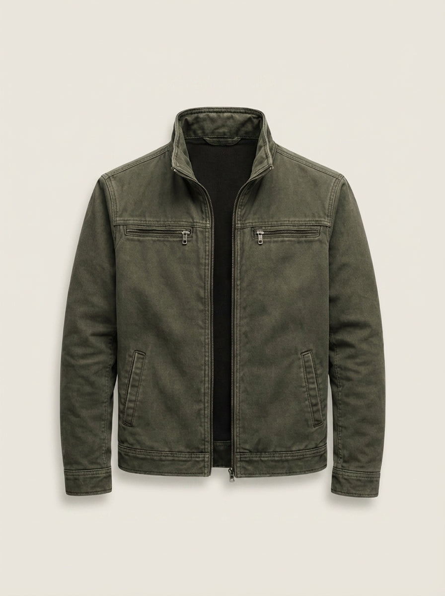 Carlos - Chaqueta vintage de algodón con cremallera