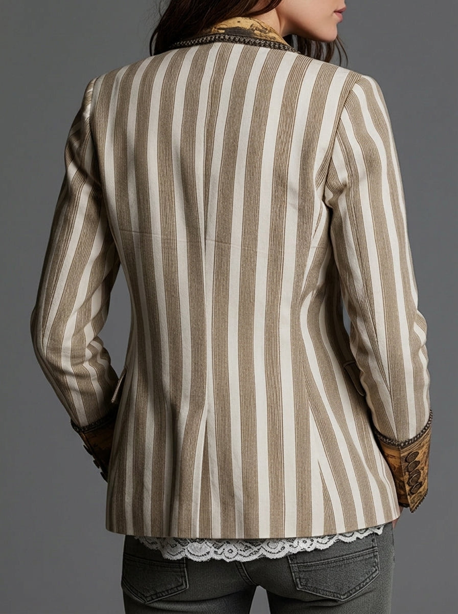 Sara ⎸ Blazer bohemio a rayas con cuello estampado