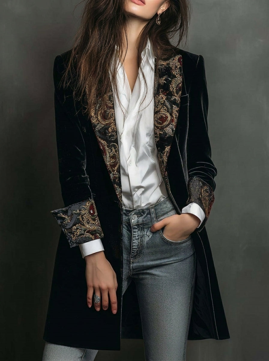 Marta ⎸ Americana Entallada con Estampado Barroco