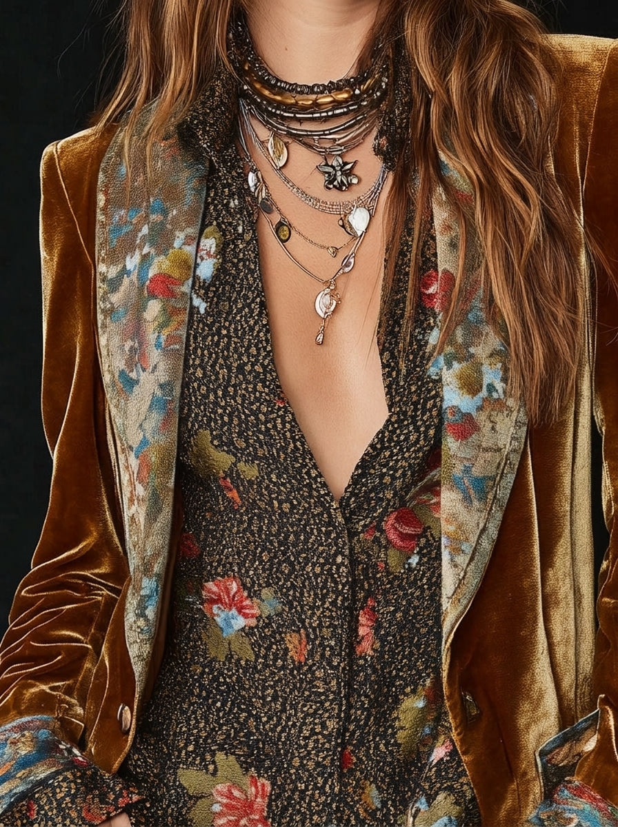 Marcela - Americana de patchwork con estampado floral vintage