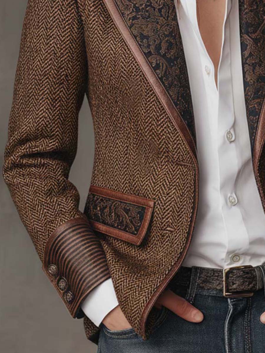 Francesca | Blazer de Espiga con Detalles Estampados